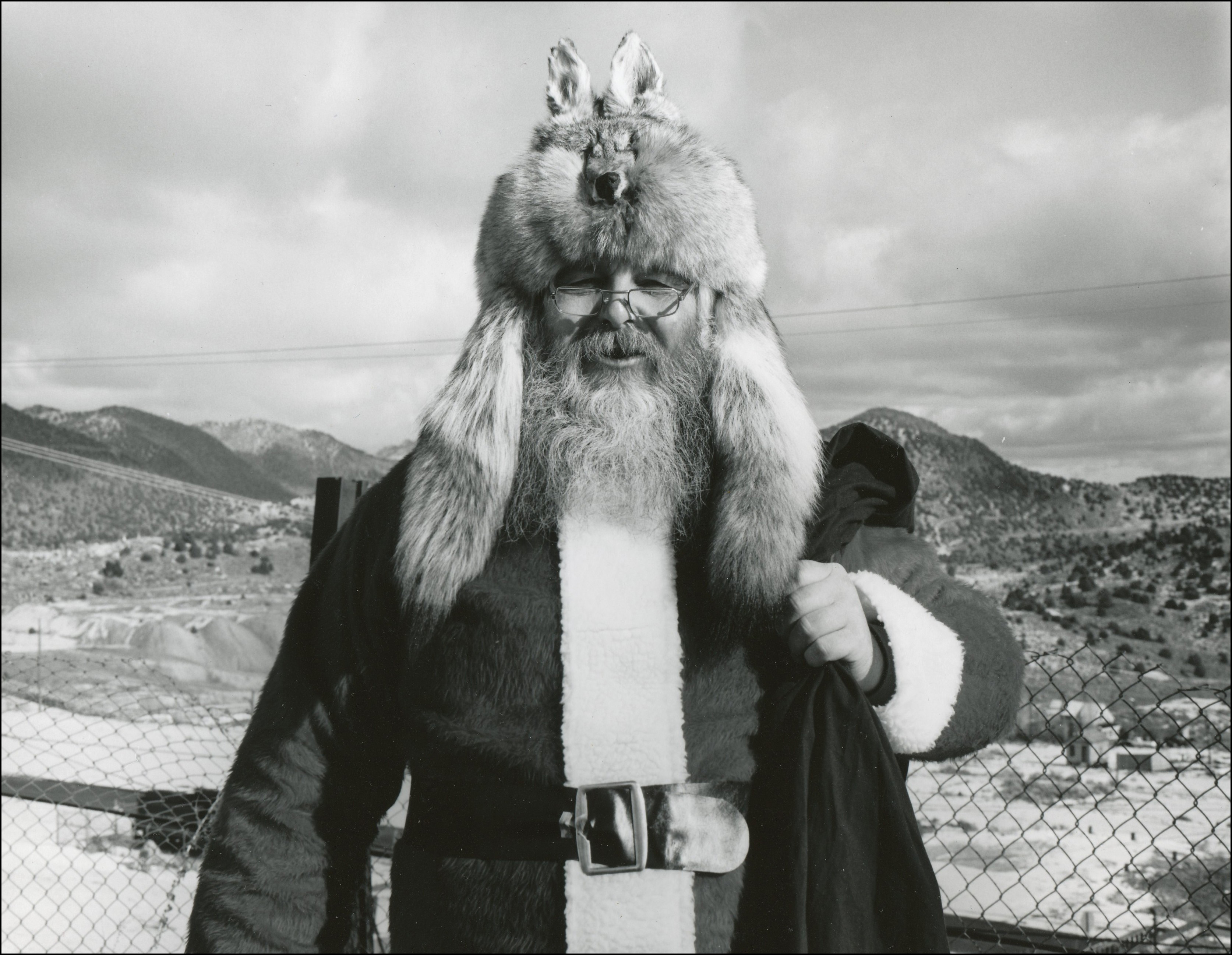 Santa with a fox head hat